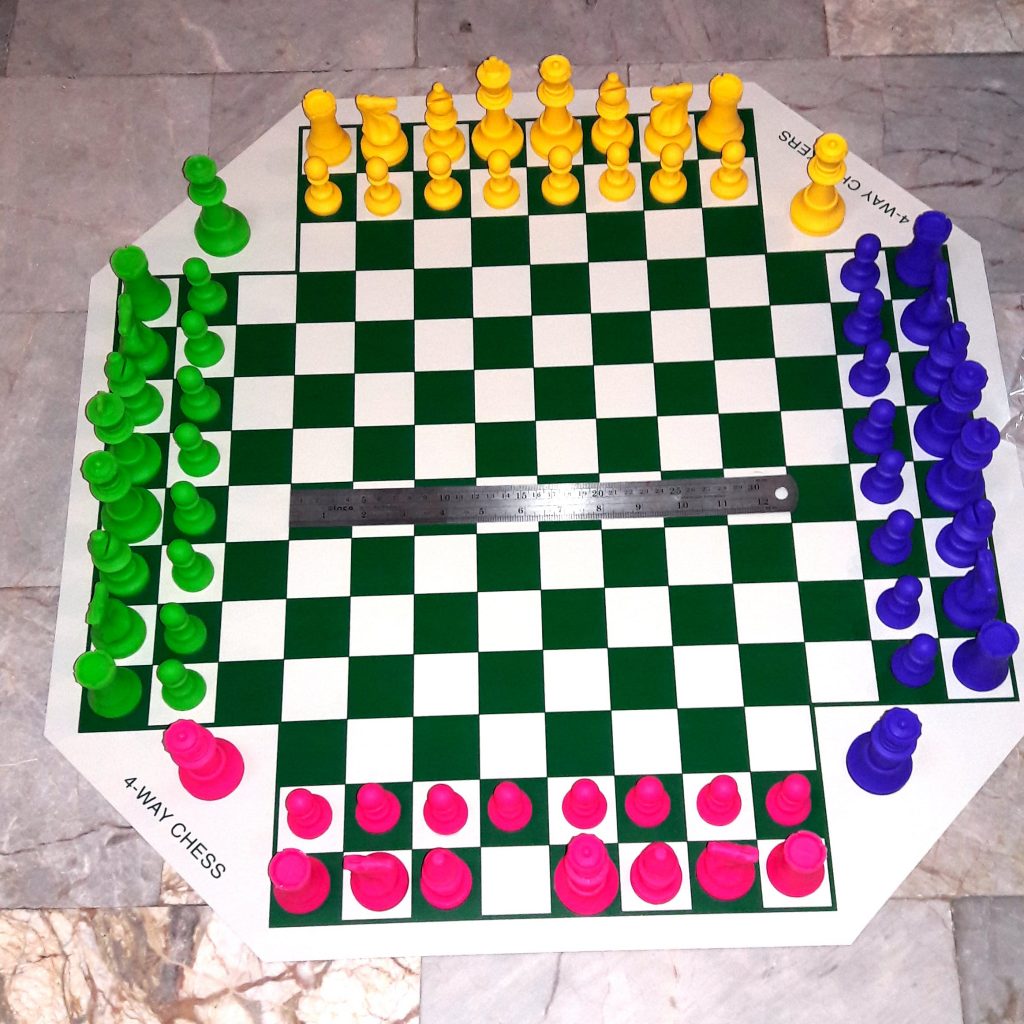 Physical four-player chess board