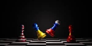 Chess pawns signifying Ukraine vs Russia struggle