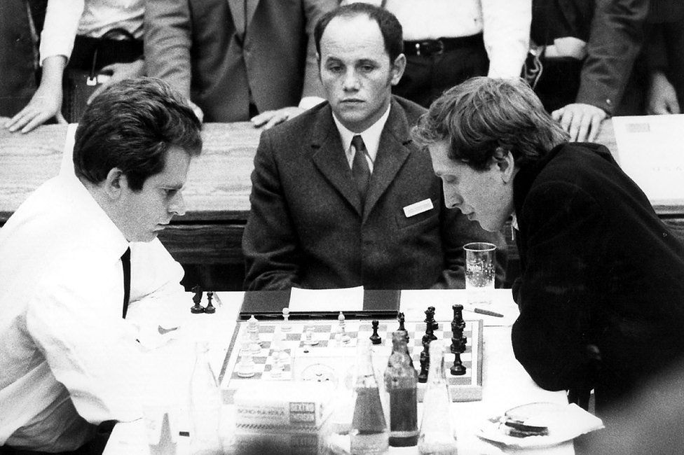 Bobby Fischer playing against Boris Spassky