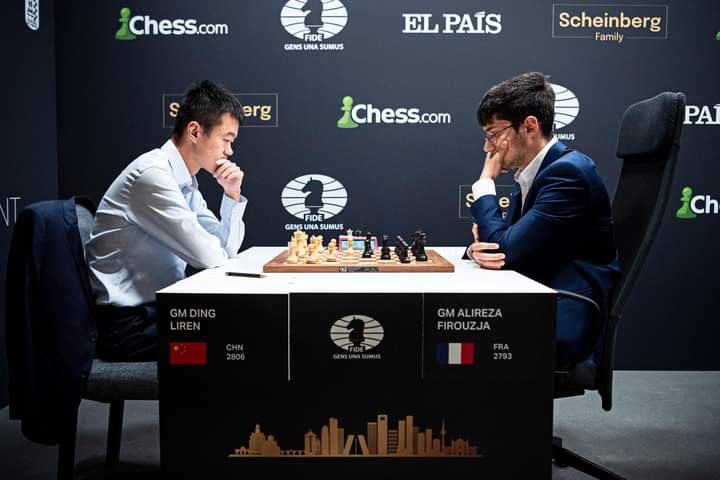 Ding vs Firouzja in Round 7 of the FIDE Candidates Tournament 2022