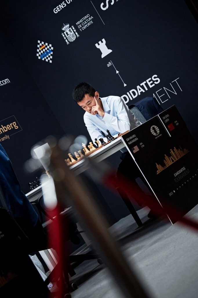 Ding Liren in Round 6 of the FIDE Candidates Tournament 2022