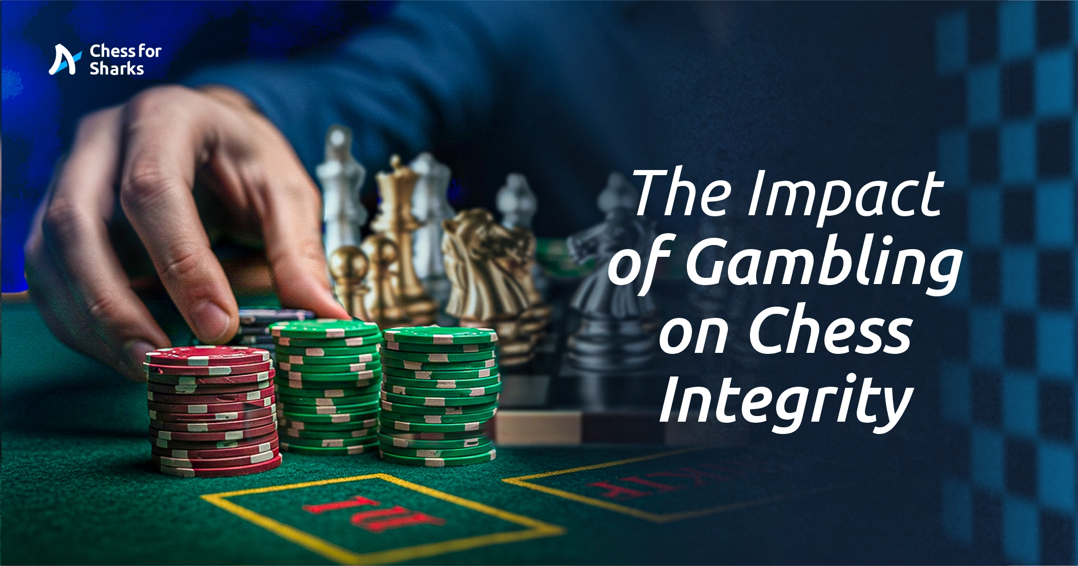 A graphic showing a hand with poker items