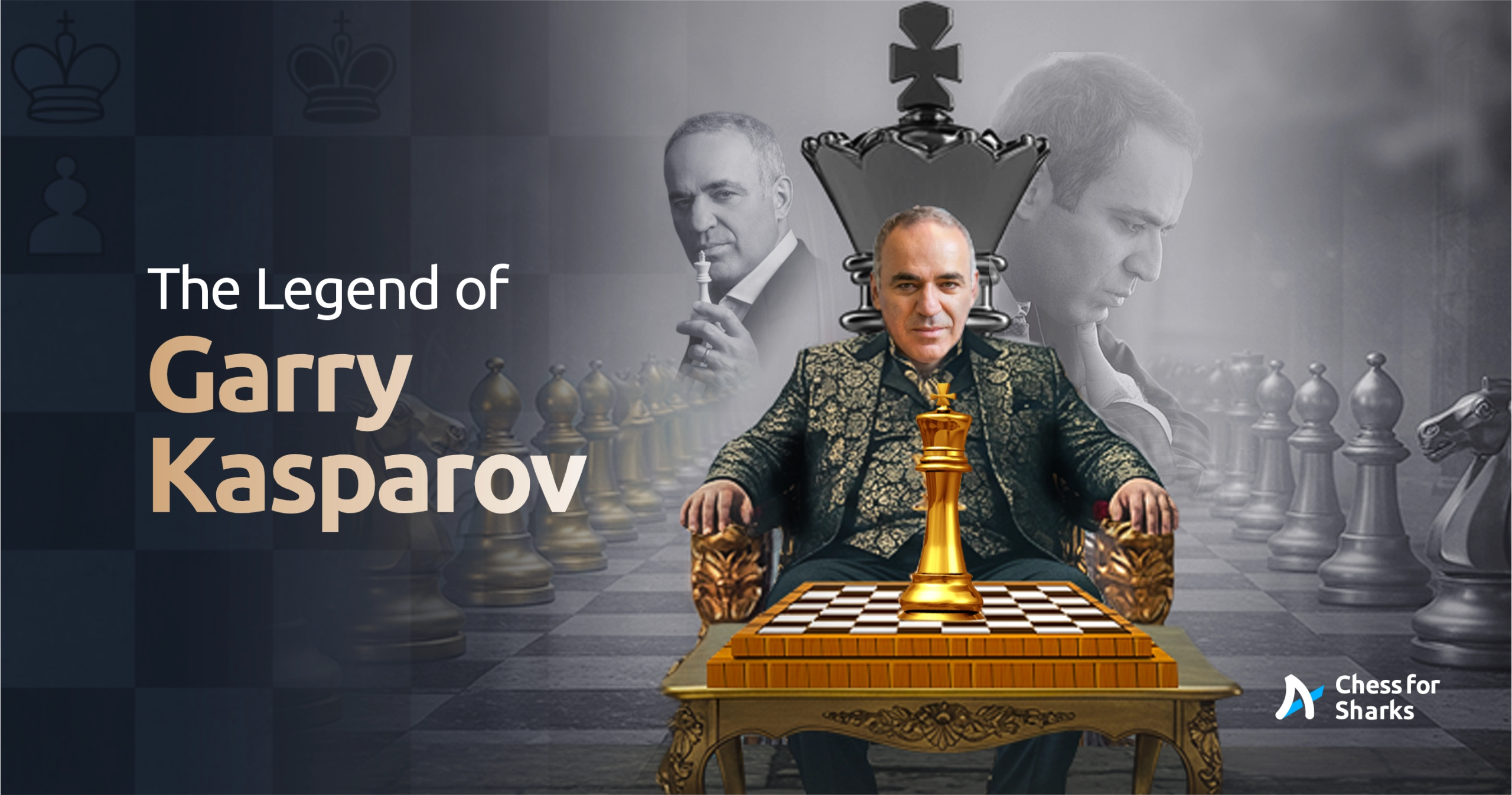 A graphic showing Garry Kasparov sitting on a throne.