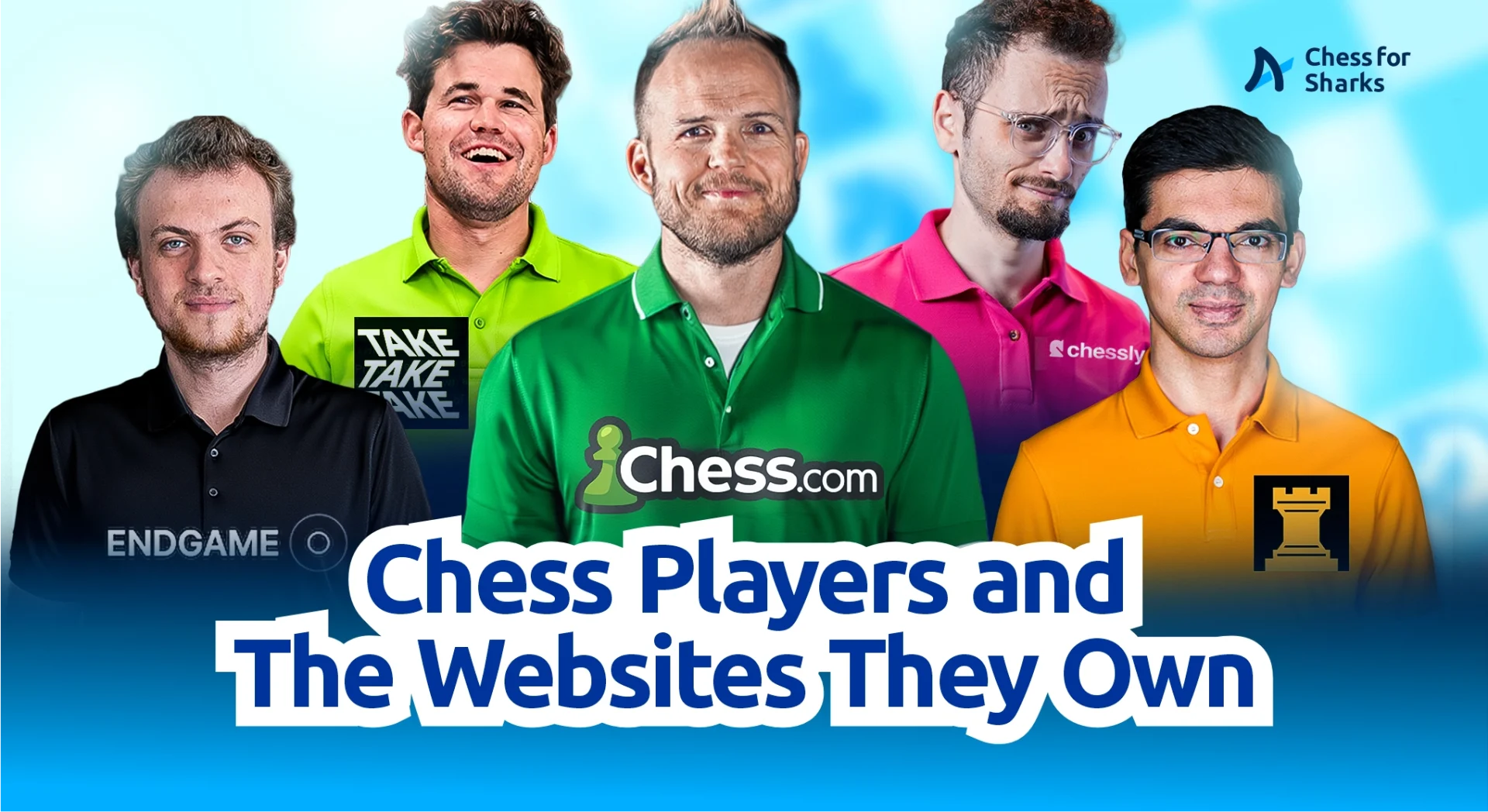 Hans Niemann, Magnus Carlsen, Erik Allebest, Levy Rozman and Anish Giri from left to right