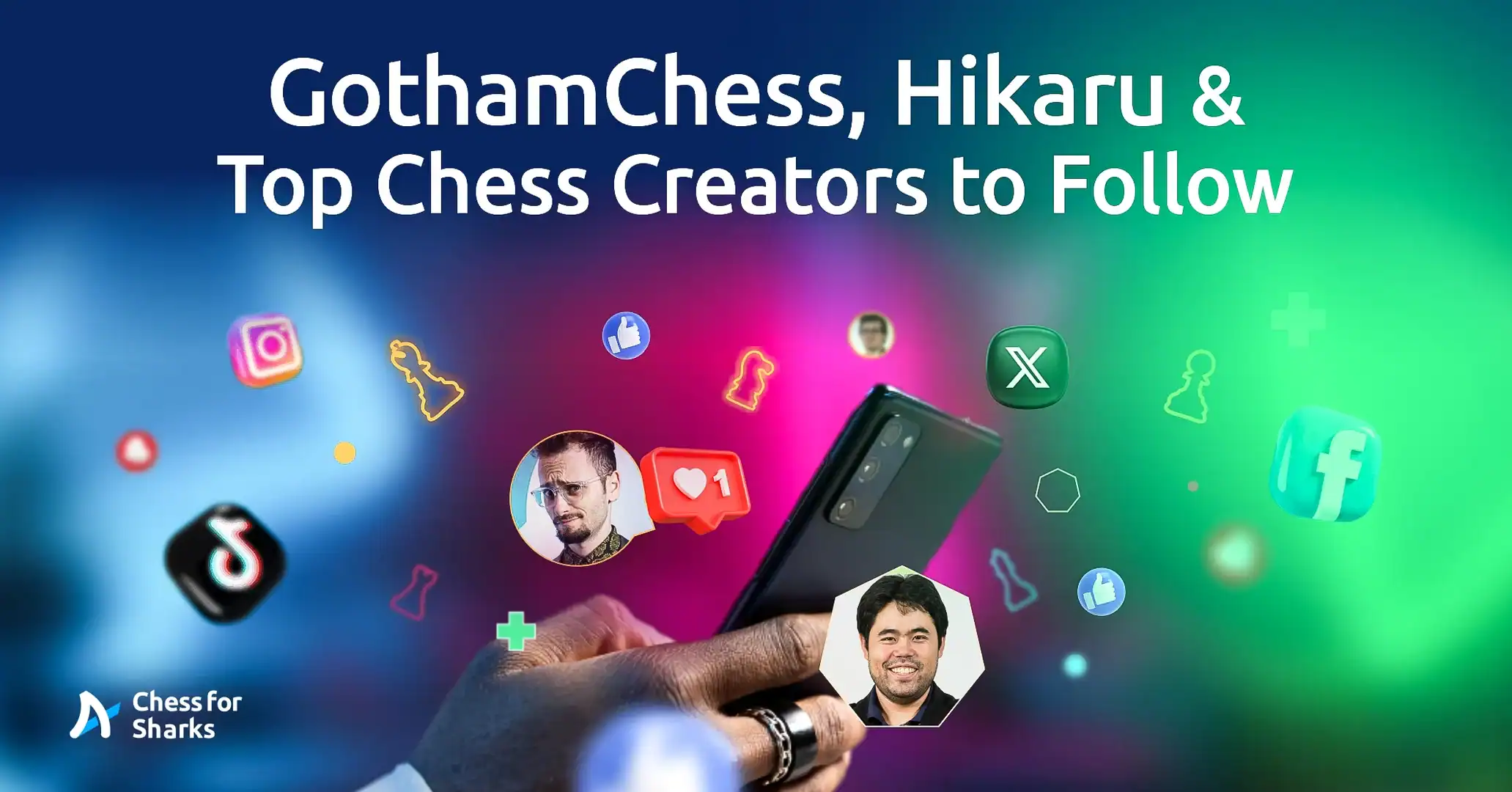 A graphic showing a highlight of the top chess content creators