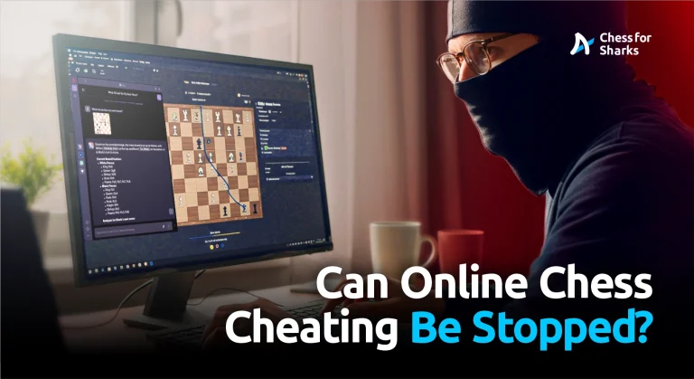A masked man practicing online chess cheating