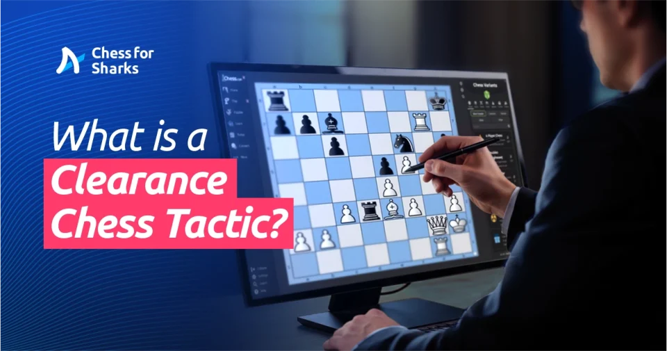 A man on his tablet using the clearance chess tactic.