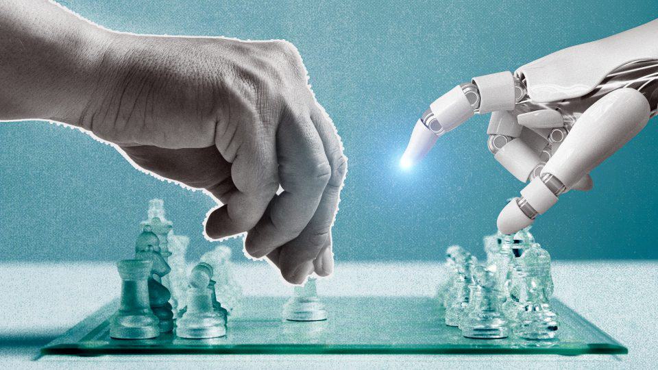 man playing against chess engines