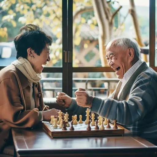 Handling Chess Losses: A Guide to Emotional Resilience 3 Man laughing with woman over a chess game