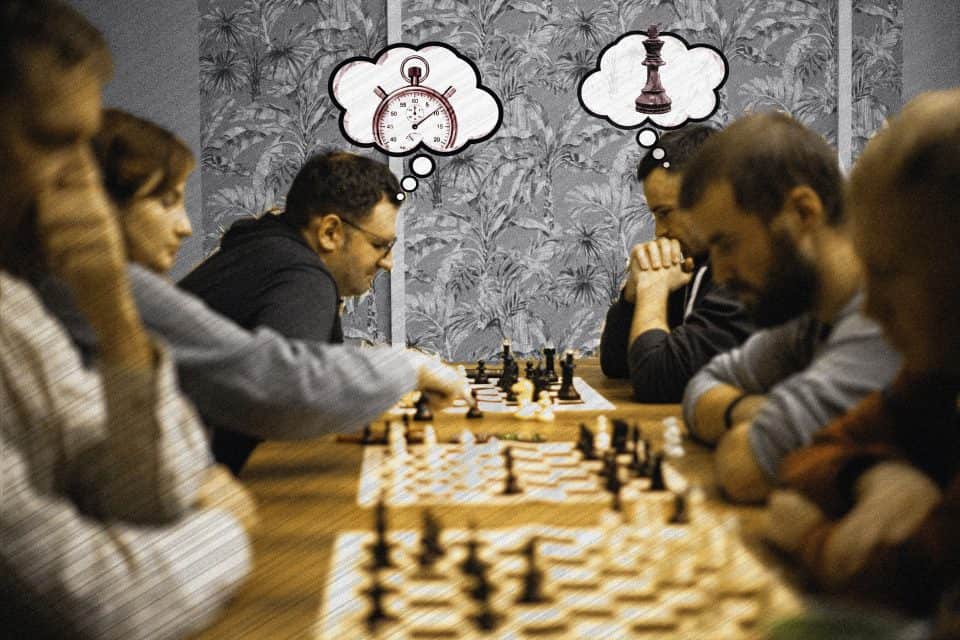 Chess players playing in chess club