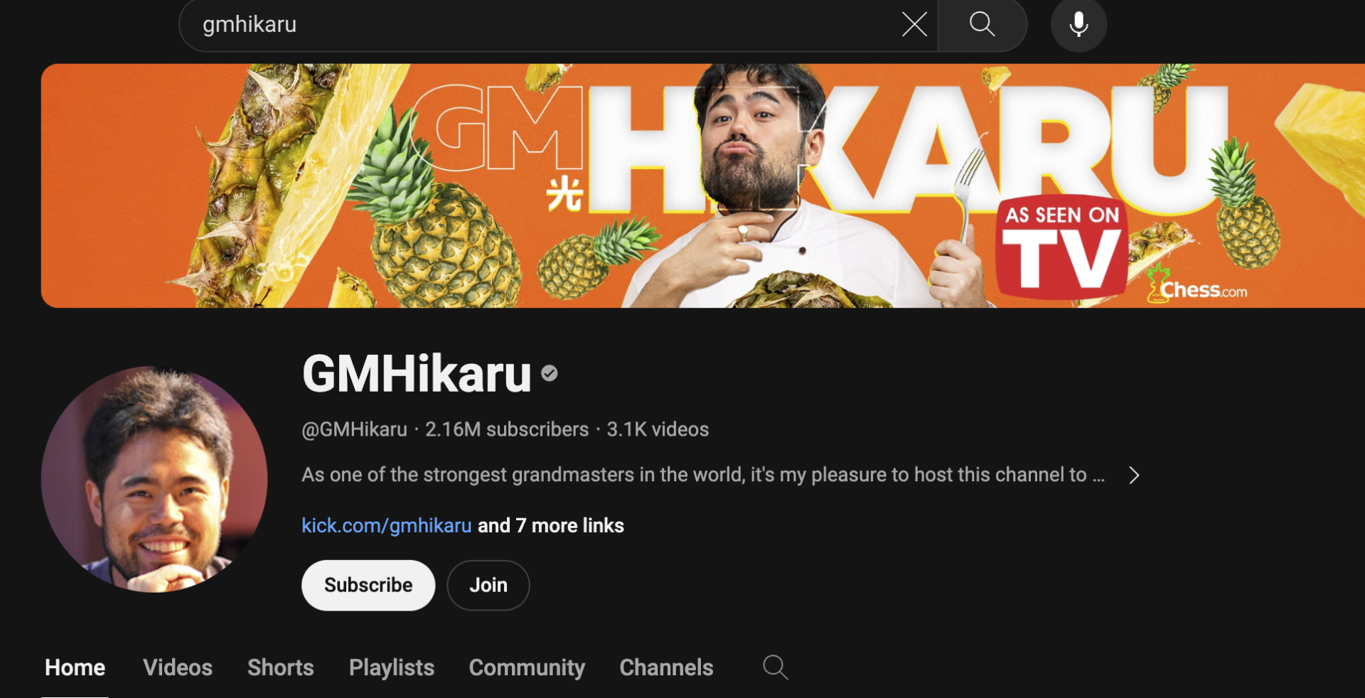 GM Hikaru YouTube Page