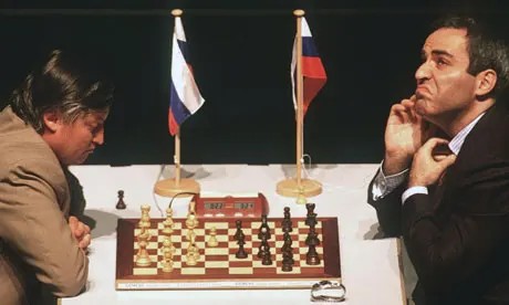 Karpov playing against Kasparov