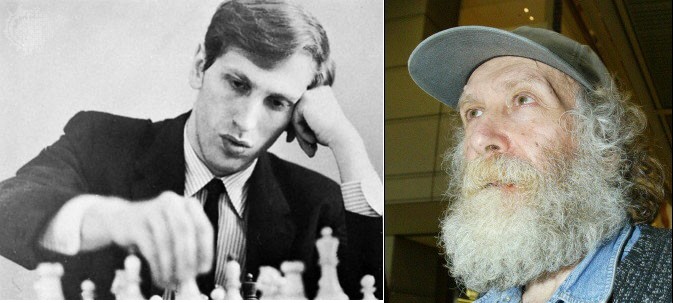 Bobby Fischer at his peak (left) and before he died (right)