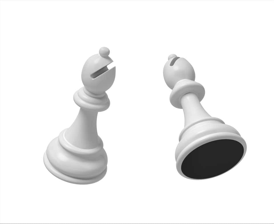 White Chess Bishops in the air